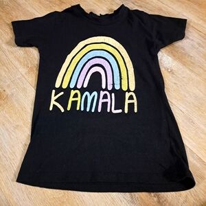 Kids Black Rainbow T-Shirt 'Kamala' On The Front